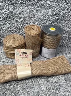 Hellow Fall Burlap Sheet 36x18 & Threshold LED Garland Bulbs Jute Rope 4 Pack