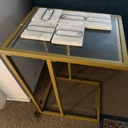 End Table (C Shape ) + 7 Marble Coasters ** Moving Sale **