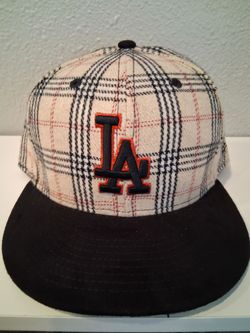 MLB New Era La Dodgers white Plaid  with black suade  with Black & Red Logo $35