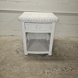 Wicker Side Table With Drawer