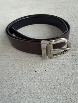 Salvatore Ferragamo Reversible Brown Black Leather Belt Silver Gancini Buckle 42” Italy