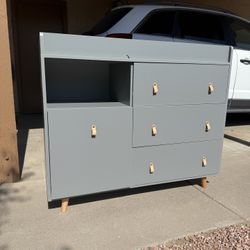 Gray Wood 4 Drawer Chest 