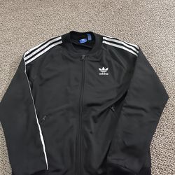 Women’s Adidas Black Striped Zip-up Coat
