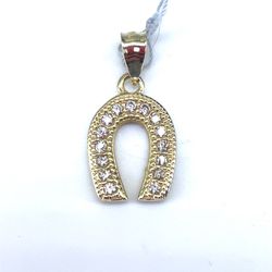 10Kt Yellow Gold CZ Horse Shoe Pendant 1.85g I-2219