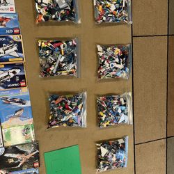 Lego 7 Bags 1 Gallon Size Each With Some Creation Books