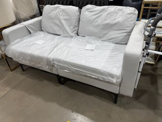 2-Seat Sofa Upholstered Fabric Modern Loveseat Couch with Remote Control storage