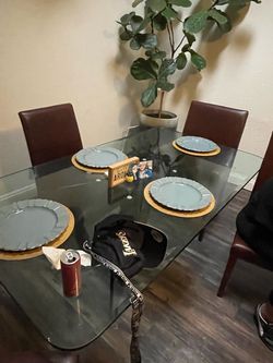 Glass Top Dining Table with 4 Chairs