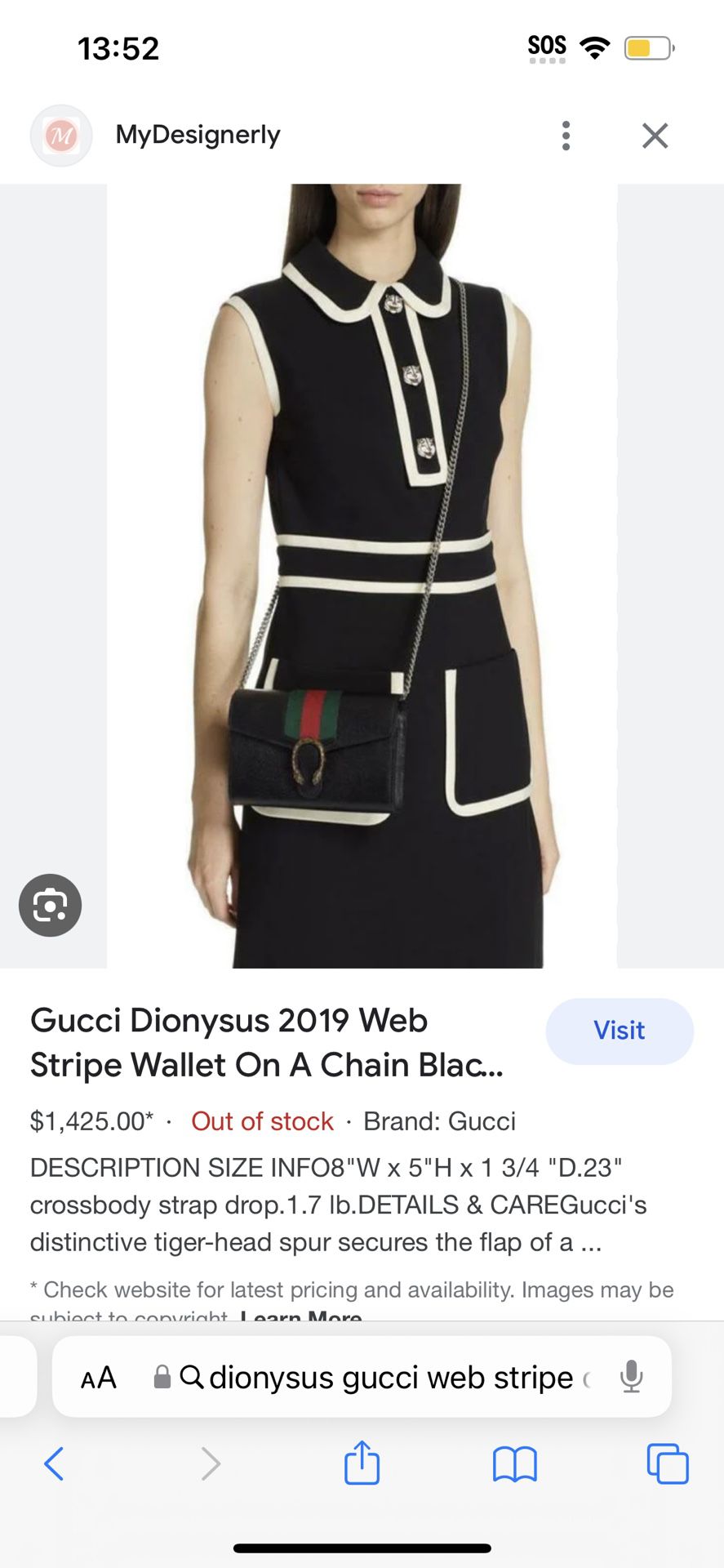 Gucci Chain Wallet Dionysus Black Leather Cross Body Bag - MyDesignerly