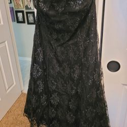 Black Formal Dress With Lace Over Lays. Its A 3-4 In Size With A Corset Lace Tie In The Back 