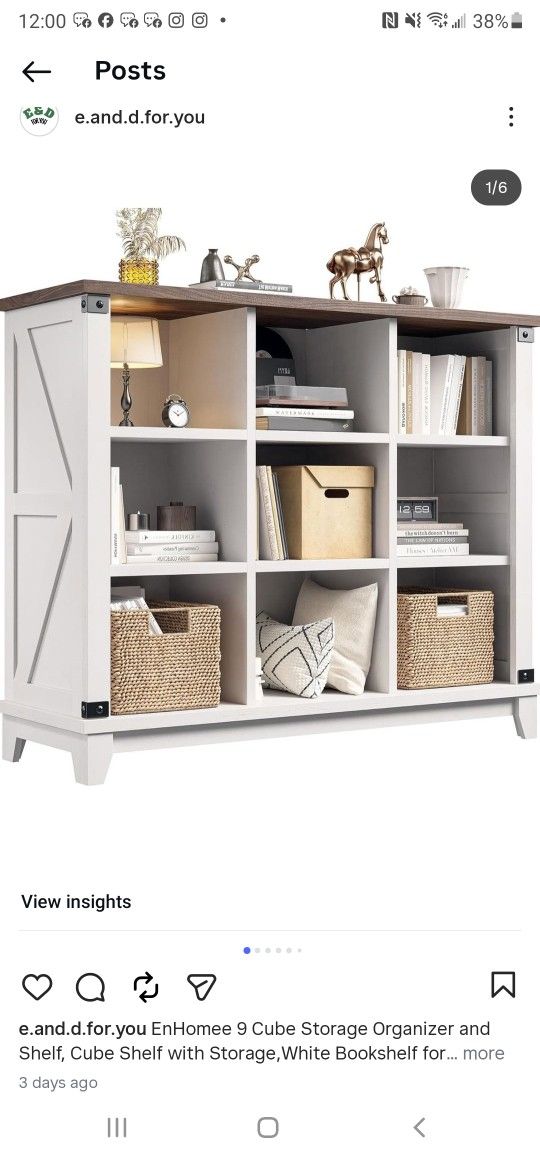 EnHomee 9 Cube Storage Organizer and Shelf, Cube Shelf with Storage,White Bookshelf for Bedroom and Home Office