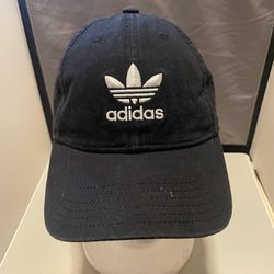 ADIDAS TREFOIL StrapBack Hat Cap EMBROIDERED LOGO - BLACK WHITE