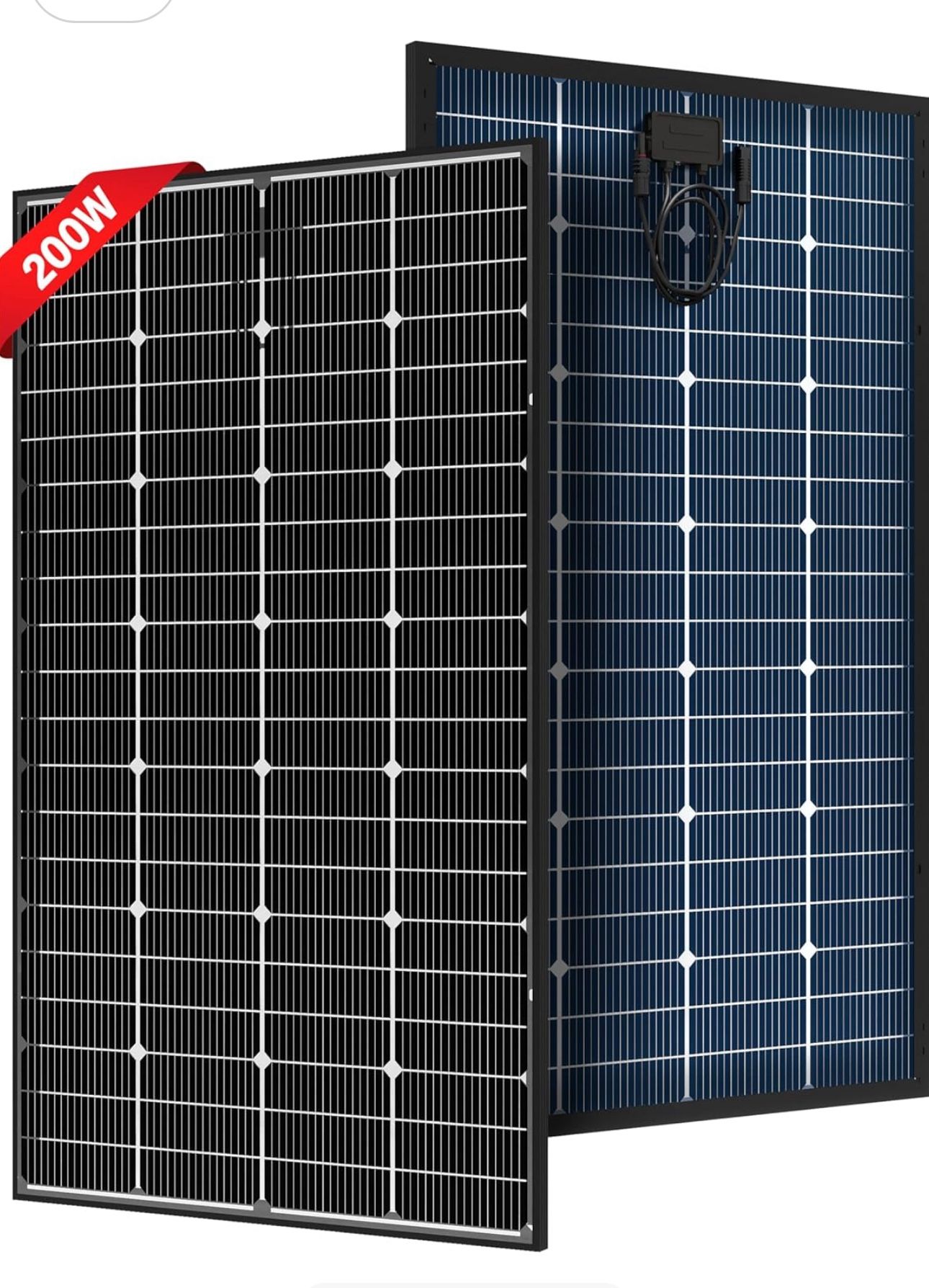 JJN Bifacial 200 Watt Solar Panel, 16BB N-Type 200W 12V 25% High Efficiency 200W Solar Panel
