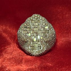 10k White Gold Diamond Cross Ring 5 ctw