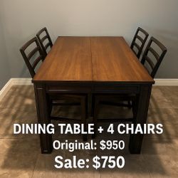Beautiful Dining Table + 4 Chairs – Like New, Must Sell 