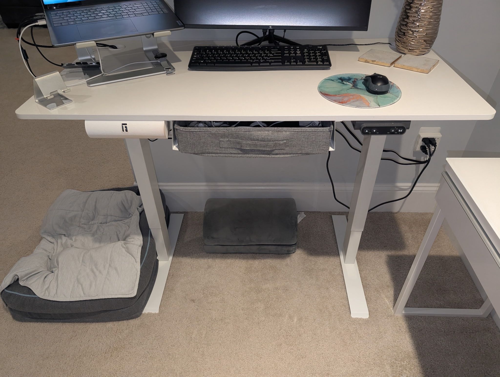 White Electric Height Adjustable Standing Desk