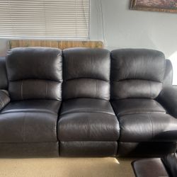 Two leather recliner sofa