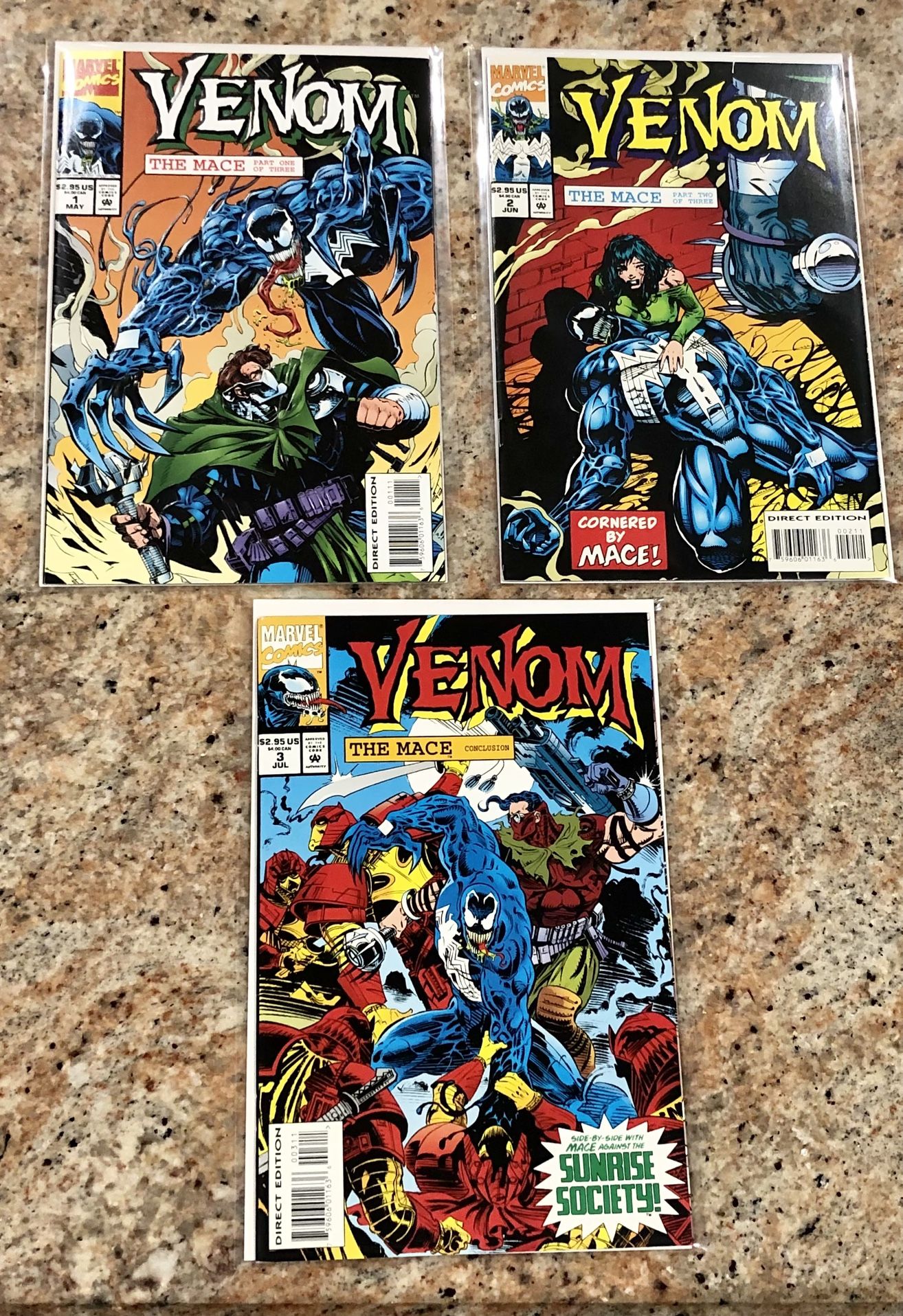 Venom: The Mace #1-3 (1994, Marvel) Complete Set With #1 With Embossed Cover