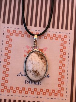 925 Wild Horse Jasper Gemstone Vintage STYLE Cord Necklace