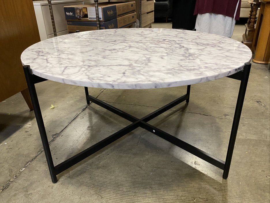 Faux Marble Round Modern Coffee Table