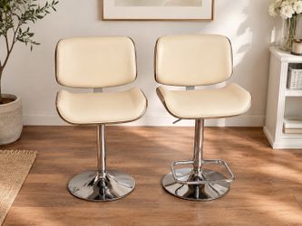 London Swivel Barstool Cream/Walnut - Armen Living