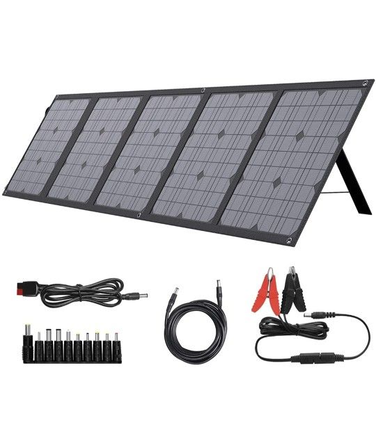 BigBlue 100W Portable Solar Panel with PD 45W USB-C, Foldable Solar Panel with 18V/5.5A DC Port Compatible with Jackery Explorer/Goal Zero/Anker/Flash