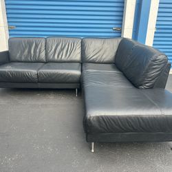 Black Leather Sectional Sofa (includes Free Delivery)