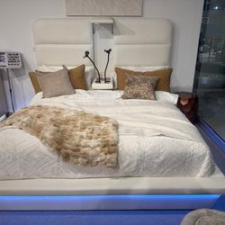 Modern Bed Frame - Pull Down Section with Cup Holders and Night Reading Light - SAME DAY DELIVERY