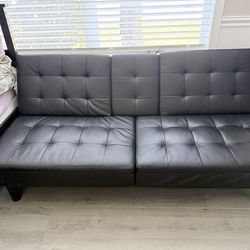 Sofa/futon faux black leather