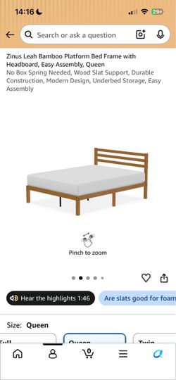 Zinus Leah Bamboo Platform Bed Frame - Queen