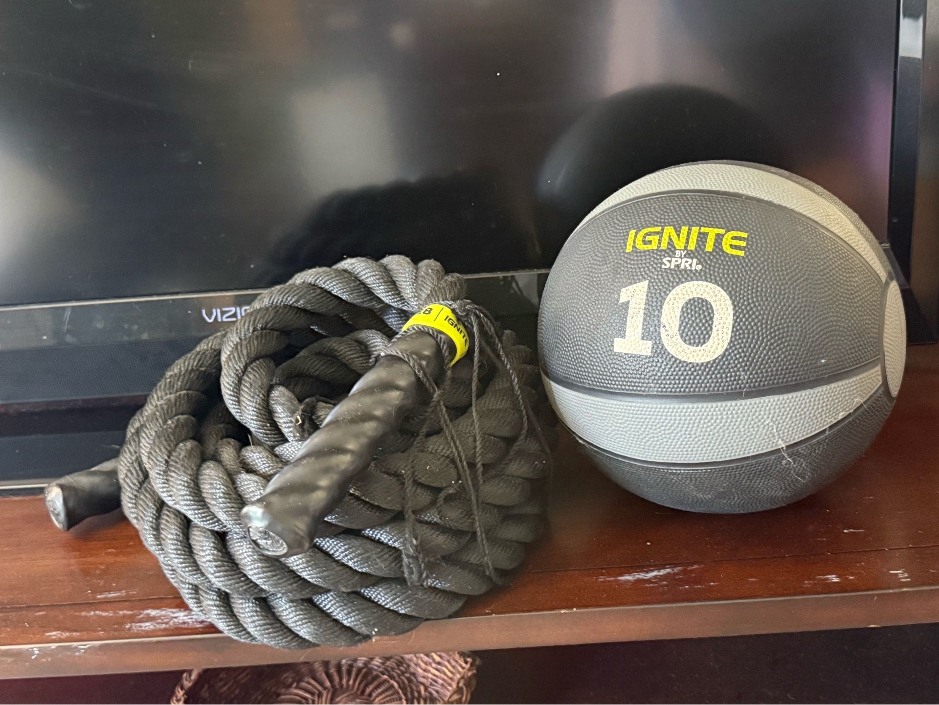 10 lb Medicine Ball and Conditioning Rope IGNITE