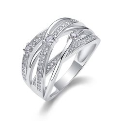 Fifty8 Moissanite Woven Design Ring, 925 Sterling Silver, Radiant Shine