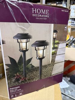 Home Decorators Collection Palmdale Solar Gray LED Weather Resistant Path Light with Glass Lens (4-Pack)