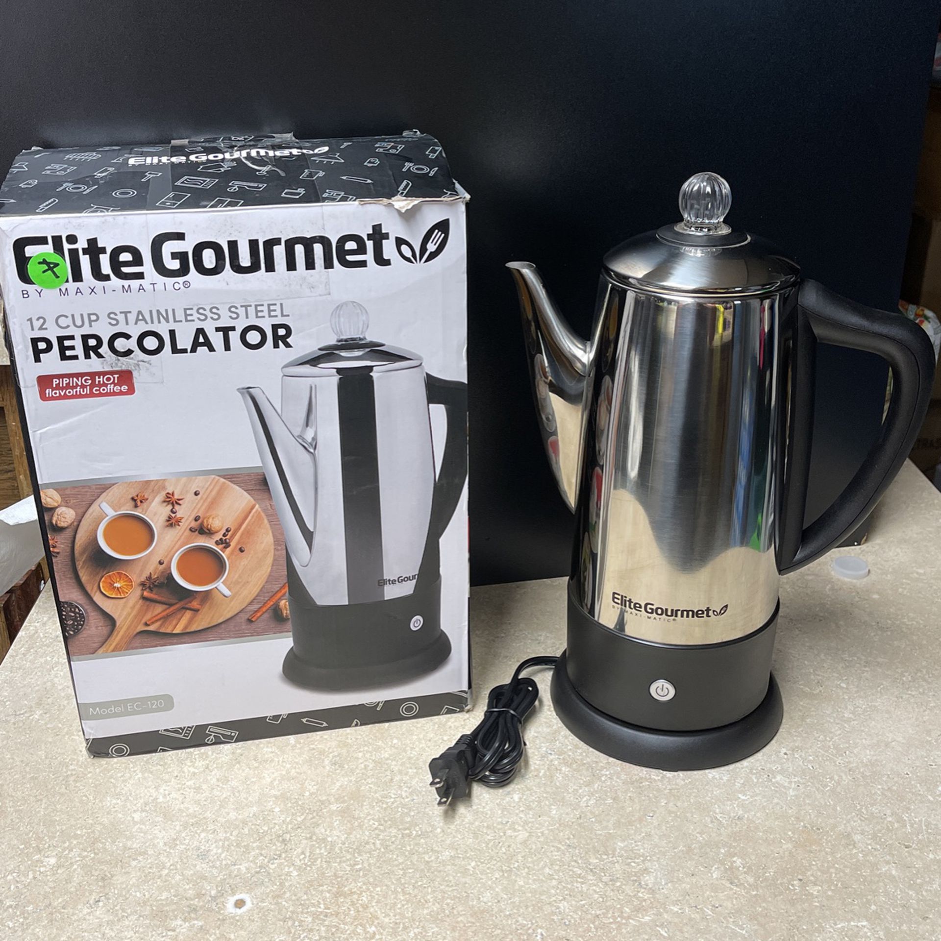 Elite Gourmet By Maxi-Magic 12 Cup Stainless Steel Percolator