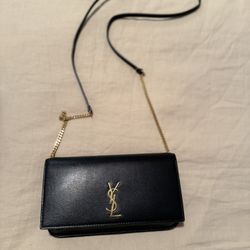 YSL Cassandre Phone Holder in Smooth Leather 
