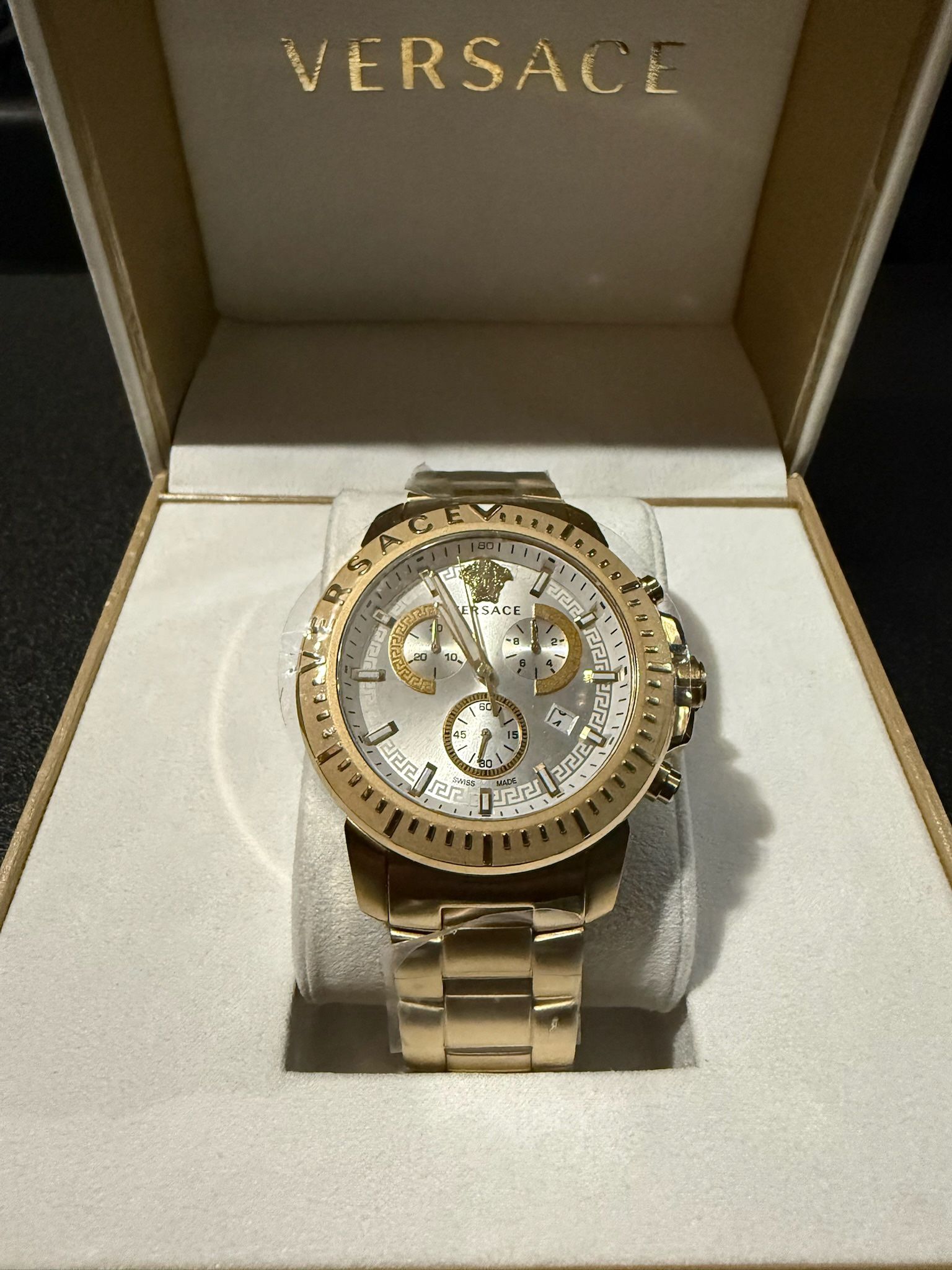 (Brand New) Versace Chronograph Men’s Watch // Gold & White
