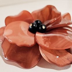 Sonata  Coral Resin Flower Brooch