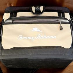 Tommy Bahama Zipperless Coldlok Hardbody Cooler, a portable, soft-sided insulated bag designed for outdoor activities like beach trips and picnics. 
