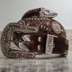 NWT Nocona XL Hair-on Leather Bling Belt
