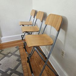 Counter Height Folding Wood Bar Stools With Footrest