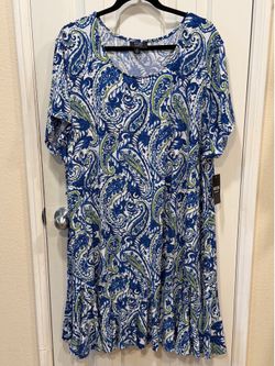 MSK Blue, White & Green Paisley Swing Tunic