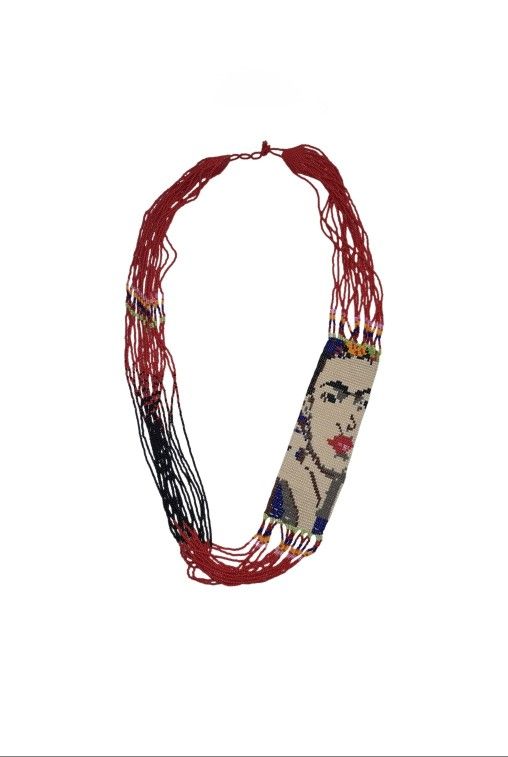 Handmade Huichol Beaded Necklace Frida Kahlo Mexican Folk Art Jewelry 38" L
