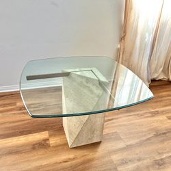 Vintage Table Travertine Glass