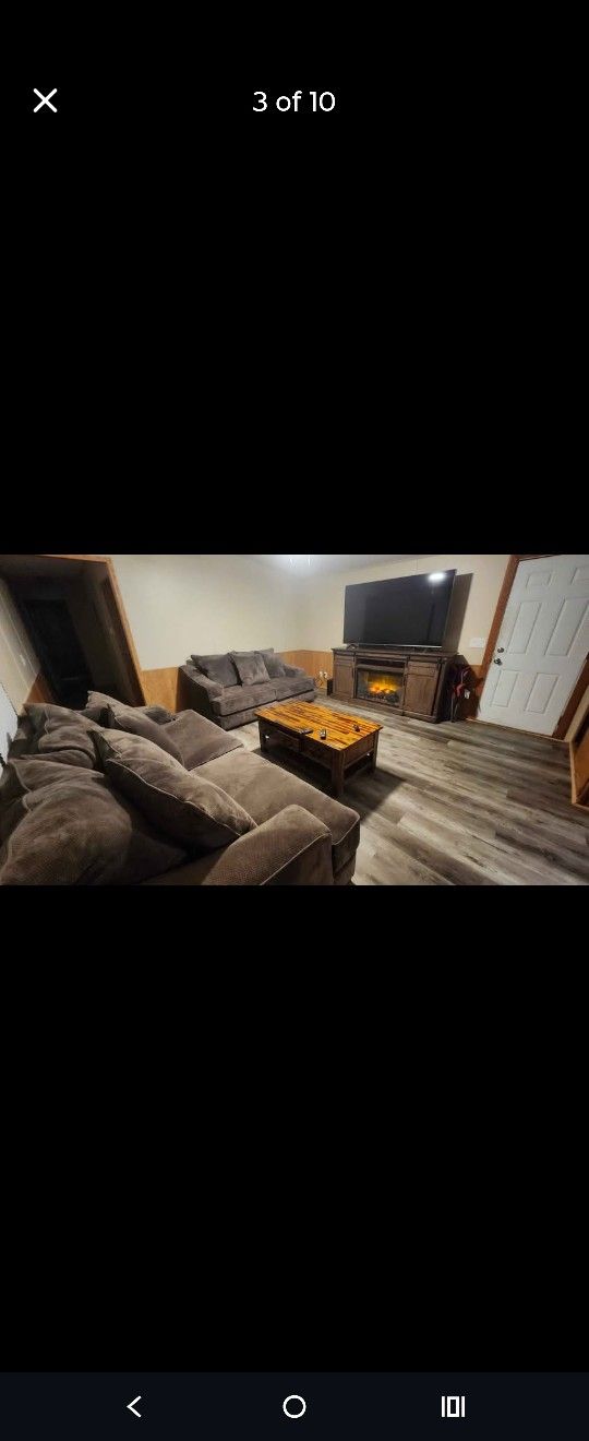 Just Bought From Bob Mills Two Months Ago Couch Loveseat Coffee Table And Fireplace Tv Stand Stain Guard Washable Under Warranty Still Have Receipts