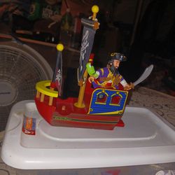 Antique Pirate And Pirate Ship With Hidden Treasure Compartment 