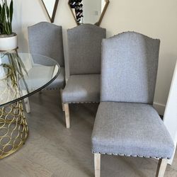 Dining Accent Chair Set of 6, Grey Linen Nailhead, Pottery Barn gallerie, Crate Barrel