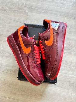 Size 10 men Burgundy and orange Nike Air Force 1 trainers