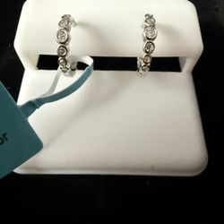 Hoop Earrings -Sterling Silver-Moissanite