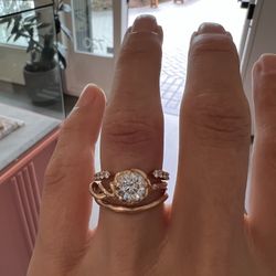 White Diamond Cosmic Light Open Shank Band 14k Rose Gold