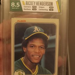1983  Rickey Henderson Fleer #519 HGA Graded 8.5 Very Low Population This Grade Under 5