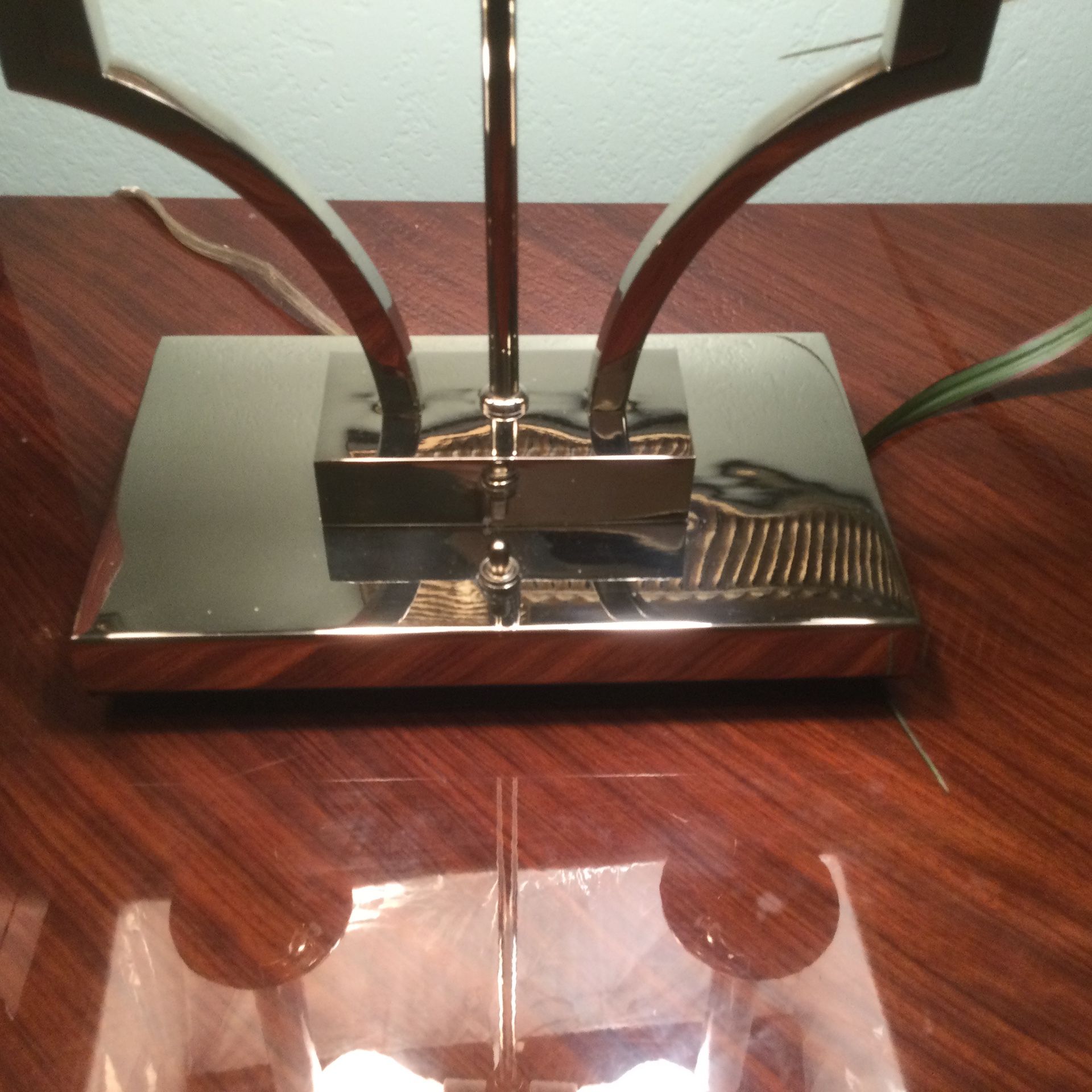 NEW High End Lamp Beautiful Chrome, (Lamp only with out shade) ….. turn off switch on button on base weight about 10 lb only a few left